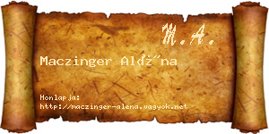 Maczinger Aléna névjegykártya